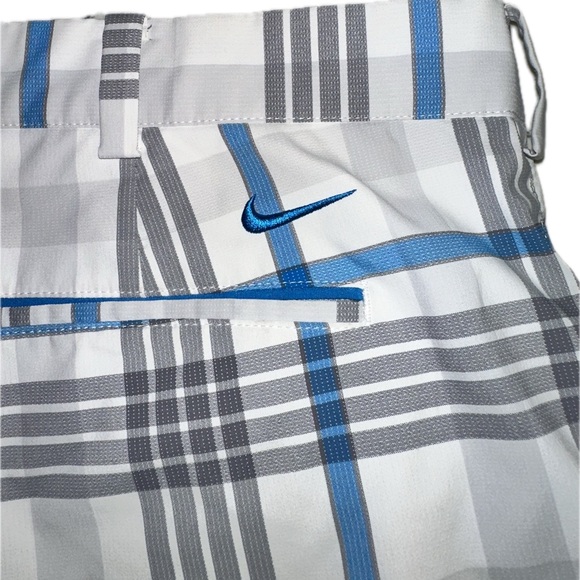 Nike Golf‎ Tour Performance Dri-Fit Shorts Blue Gray White Plaid Size 40 - Picture 2 of 5